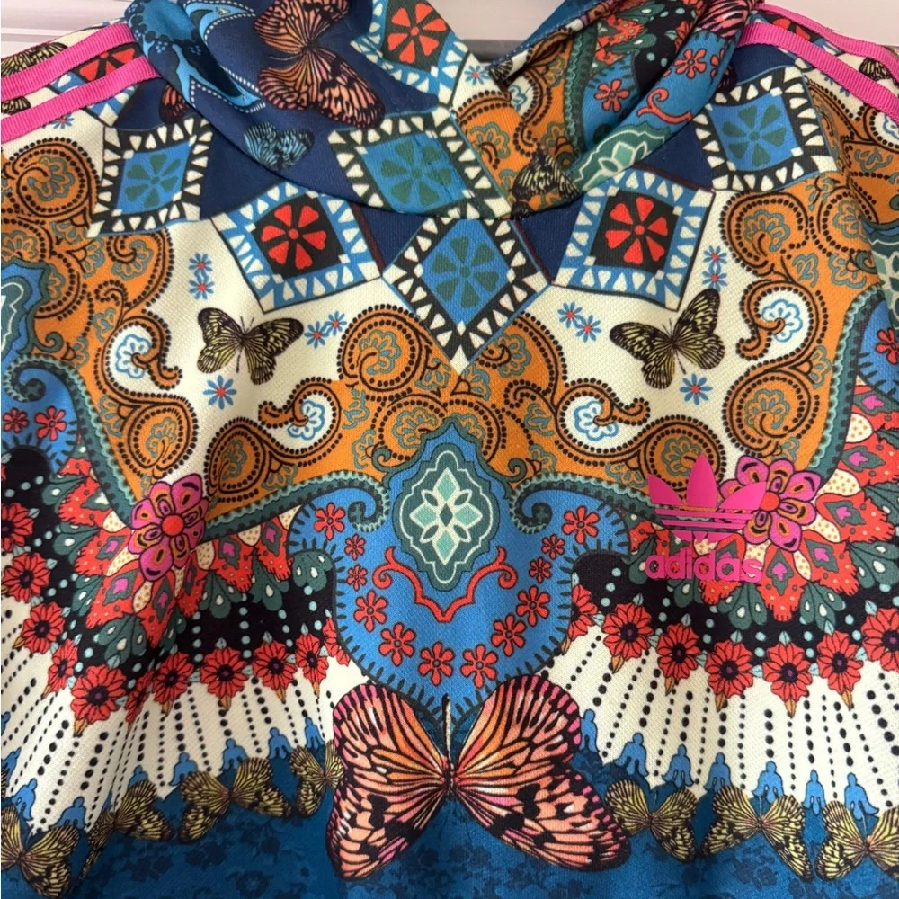 adidas x FARM Rio Borbomix Cropped Hoodie XS Women’s Printed Sweatshirt - Picture 6 of 10